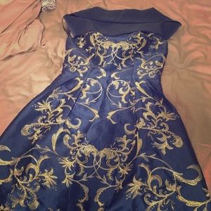 blush pink embroidered bardot dip hem dress